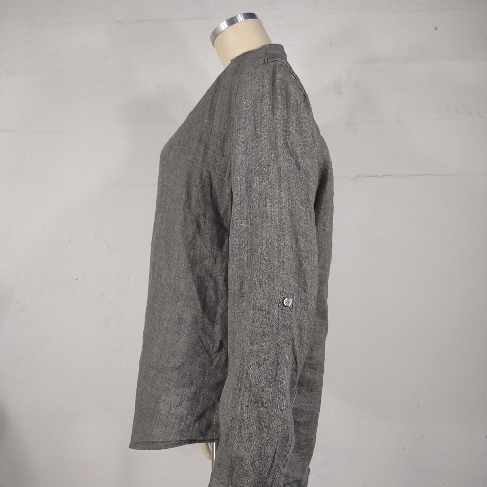 Murano Baird McNutt gray 100% Linen long sleeve button front shirt ladies Medium - Picture 6 of 8
